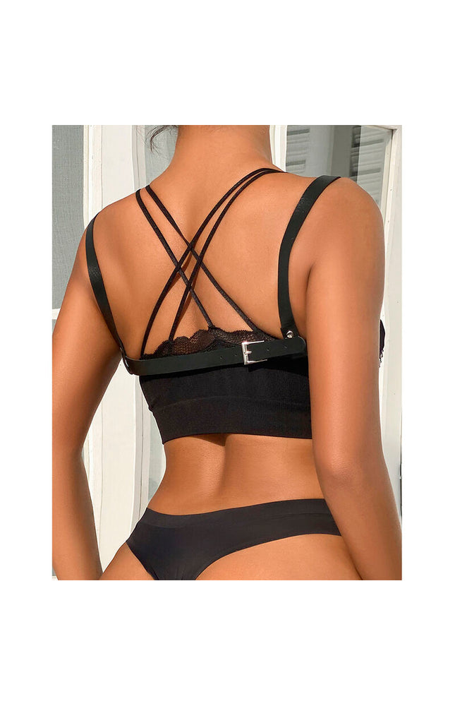 SUBBLIME - 953713 CINTURA PUNK BONDAGE FIBBIA METALLO NERA TAGLIA UNICA