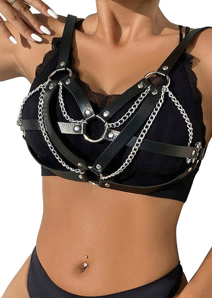 SUBBLIME - 953713 CINTURA PUNK BONDAGE FIBBIA METALLO NERA TAGLIA UNICA