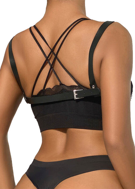 SUBBLIME - 953713 CINTURA PUNK BONDAGE FIBBIA METALLO NERA TAGLIA UNICA