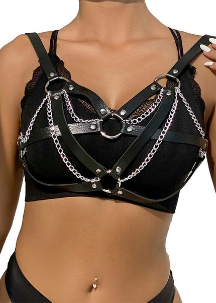 SUBBLIME - 953713 CINTURA PUNK BONDAGE FIBBIA METALLO NERA TAGLIA UNICA