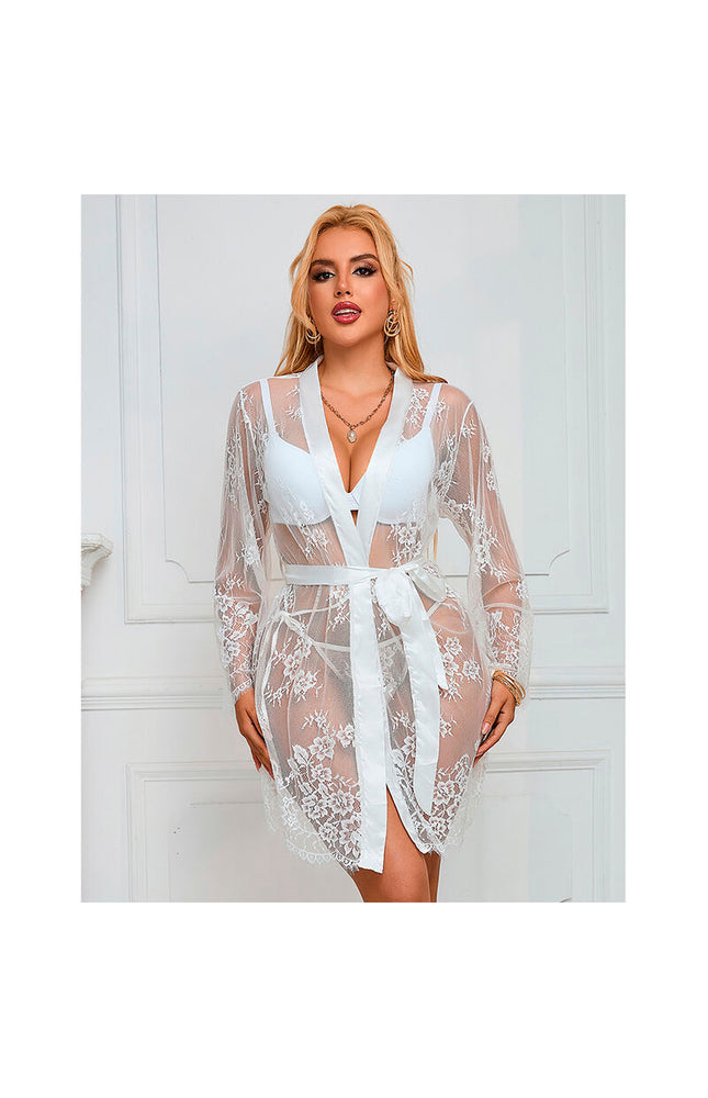 SUBBLIME - 954376 CAMICIA DA NOTTE MANICA LUNGA CON DISEGNO FLOREALE BIANCO L/XL