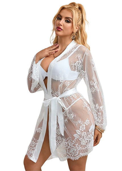 SUBBLIME - 954376 CAMICIA DA NOTTE MANICA LUNGA CON DISEGNO FLOREALE BIANCO L/XL