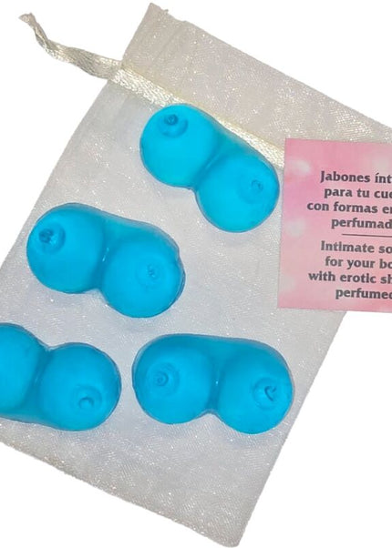 DIABLO PICANTE - 4 MINI SAPONI PROFUMATI A FORMA DI SENO BLU