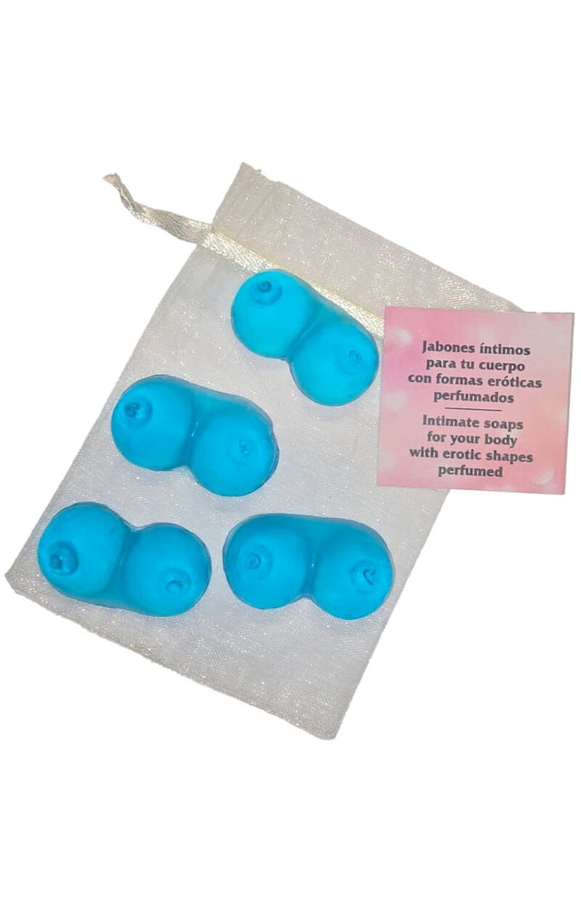 DIABLO PICANTE - 4 MINI SAPONI PROFUMATI A FORMA DI SENO BLU