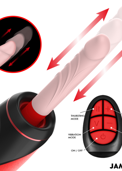 JAMYJOB - PYSTON BASE MASTURBATORE AUTOMATICO CON DILDO TELECOMANDO
