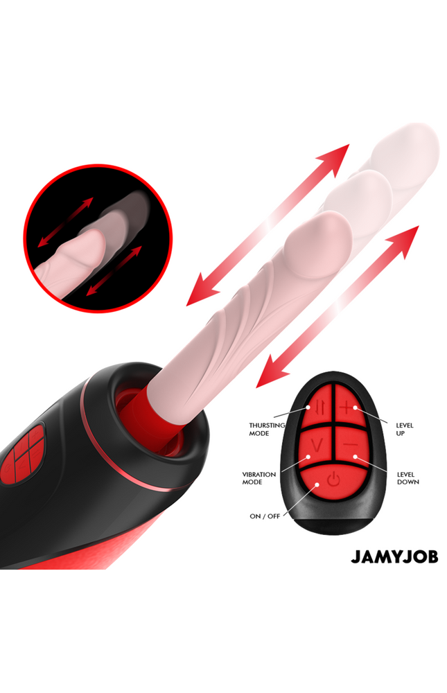 JAMYJOB - PYSTON BASE MASTURBATORE AUTOMATICO CON DILDO TELECOMANDO
