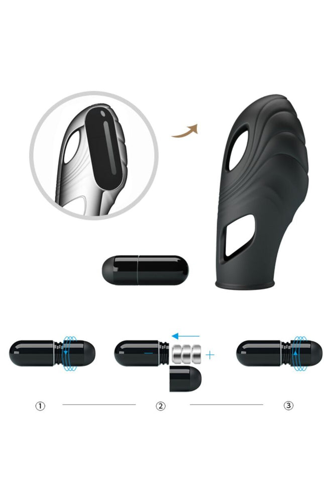 PRETTY LOVE - VIBRATORE DA DITA IN SILICONE LICH NERO