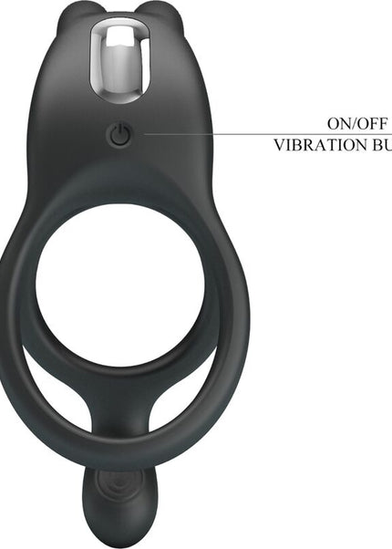 PRETTY LOVE - SETH DOPPIO ANELLO VIBRANTE CONIGLIO 7 VIBRAZIONI NERO