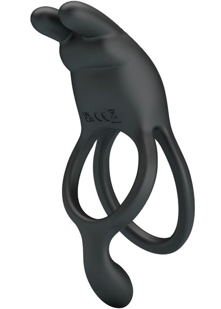 PRETTY LOVE - SETH DOPPIO ANELLO VIBRANTE CONIGLIO 7 VIBRAZIONI NERO