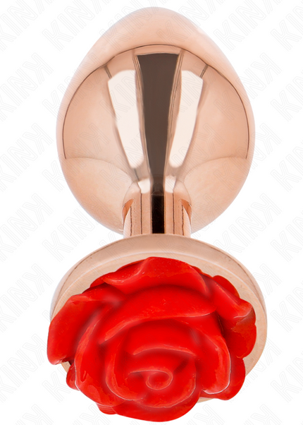 KINK - PLUG ANALE IN ORO ROSA CON ROSA ROSSA L