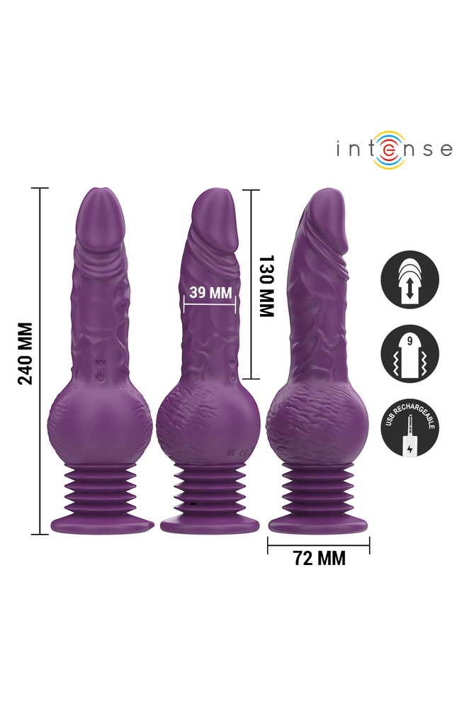 INTENSE - VIBRATORE MULTIFUNZIONE TATUM CON VIBRAZIONE SU E GIÙ 24 CM VIOLA
