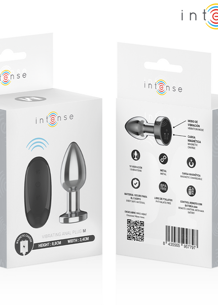INTENSE - PLUG ANALE 10 VIBRAZIONI METALLO CON TELECOMANDO M