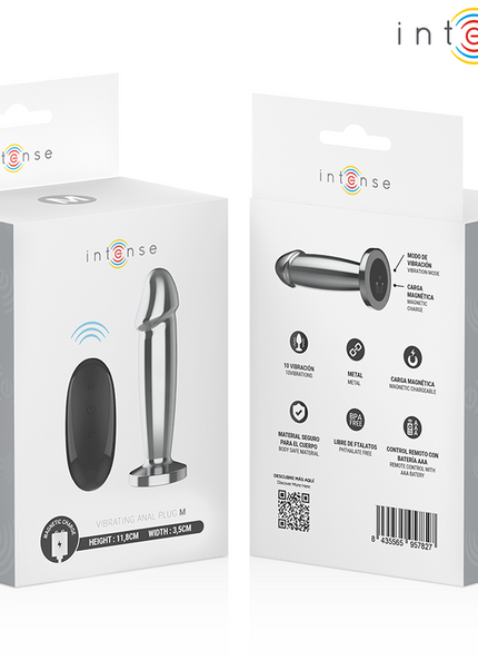 INTENSE - PLUG ANALE 10 VIBRAZIONI DILDO METALLO CON TELECOMANDO M