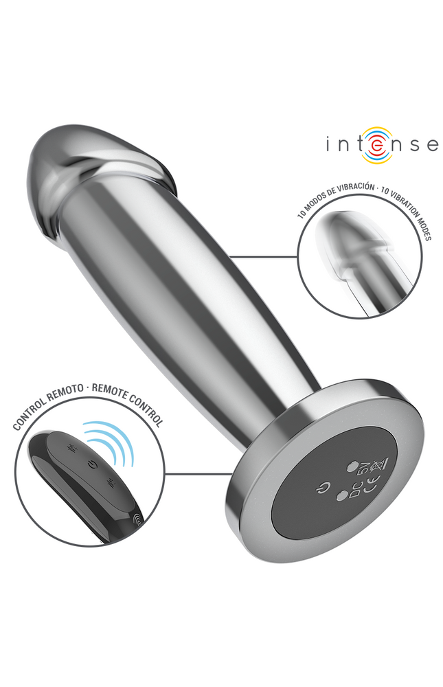 INTENSE - PLUG ANALE 10 VIBRAZIONI DILDO METALLO CON TELECOMANDO M