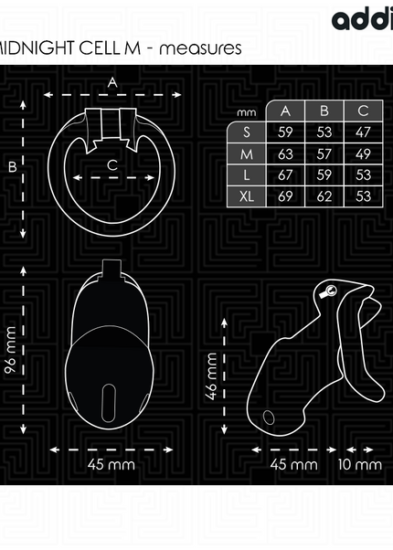 ADDICTED TOYS LOCKED - MINDNIGHT CELL GABBIA PER PENE 4.2 CM TAGLIA M