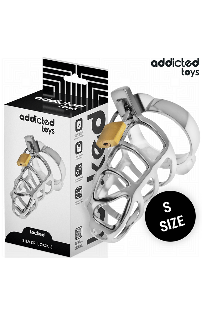 ADDICTED TOYS LOCKED - GABBIA PER PENE IN METALLO CON BLOCCAGGIO ARGENTO TAGLIA S