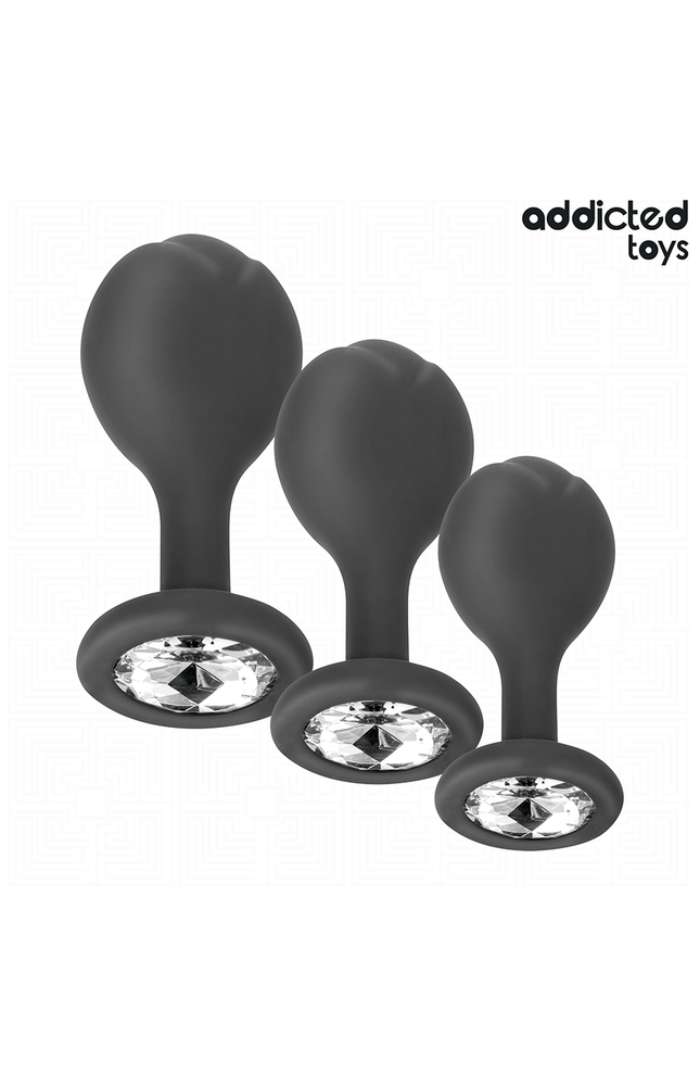 ADDICTED TOYS - SET DI 3 TAPPI ANALI CON GIOIELLO