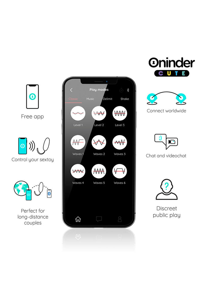 ONINDER CUTE - UOVO VIBRO-ROTANTE IN SILICONE CON GEMMA PER AMORE E PIACERE - APP GRATUITA IN TUTTO IL MONDO