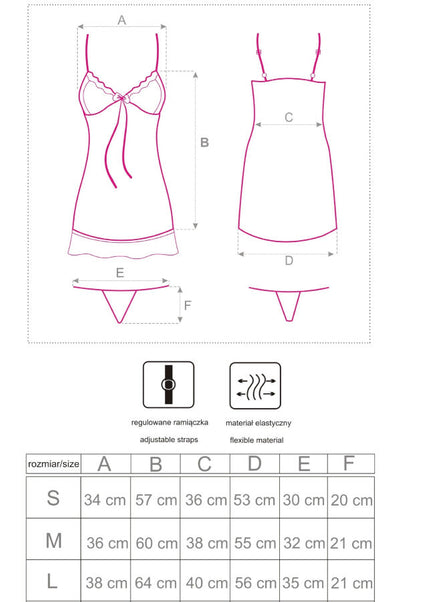 LIVCO CORSETTI FASHION - LUISE 1710 BABYDOLL + PERIZOMA NERO S