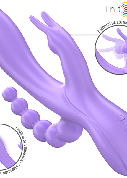 INTENSO - MIKO TRIPLO VIBRATORE CONIGLIO &amp; STIMOLATORE &amp; ANALE 7 VIBRAZIONI VIOLA