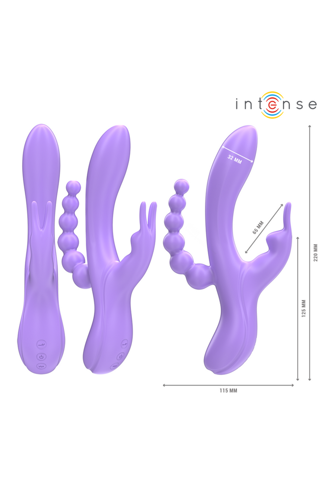 INTENSO - MIKO TRIPLO VIBRATORE CONIGLIO &amp; STIMOLATORE &amp; ANALE 7 VIBRAZIONI VIOLA