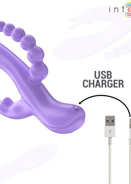 INTENSO - MIKO TRIPLO VIBRATORE CONIGLIO &amp; STIMOLATORE &amp; ANALE 7 VIBRAZIONI VIOLA