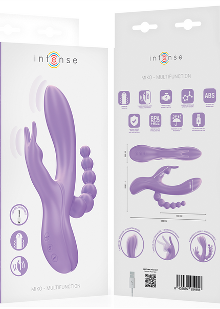 INTENSO - MIKO TRIPLO VIBRATORE CONIGLIO &amp; STIMOLATORE &amp; ANALE 7 VIBRAZIONI VIOLA