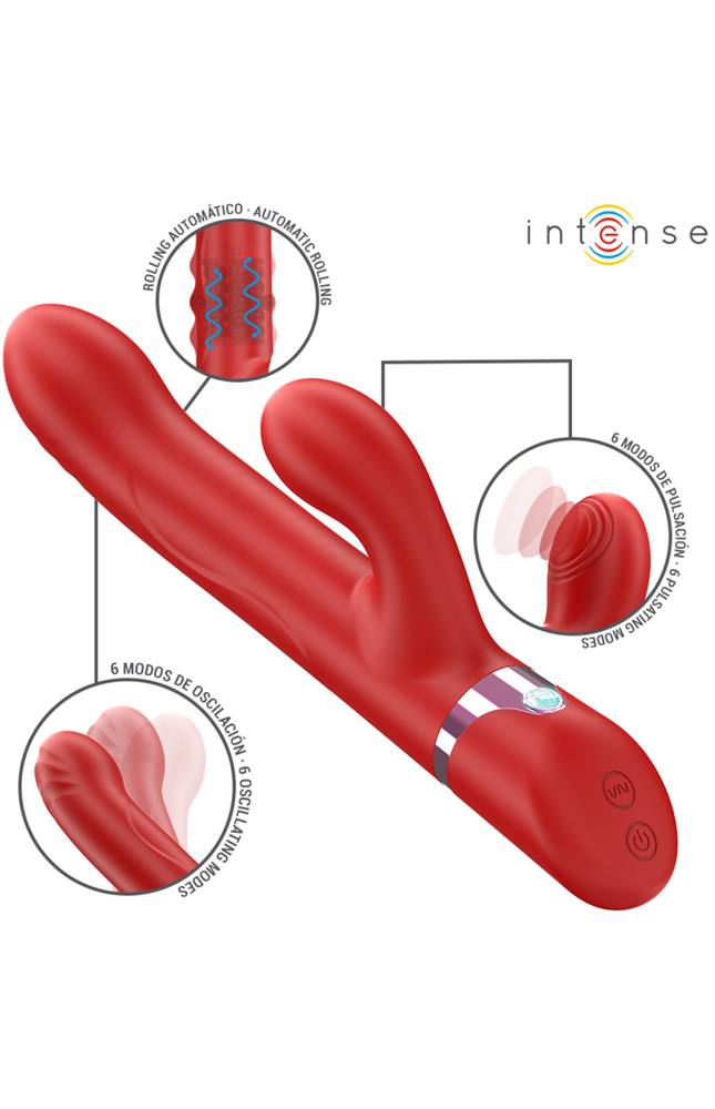 INTENSE - LELE VIBRATORE MULTIFUNZIONE ROTANTE E OSCILLANTE E STIMOLANTE ROSSO