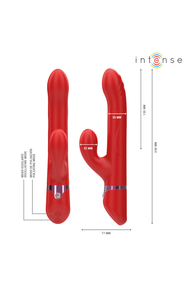 INTENSE - LELE VIBRATORE MULTIFUNZIONE ROTANTE E OSCILLANTE E STIMOLANTE ROSSO