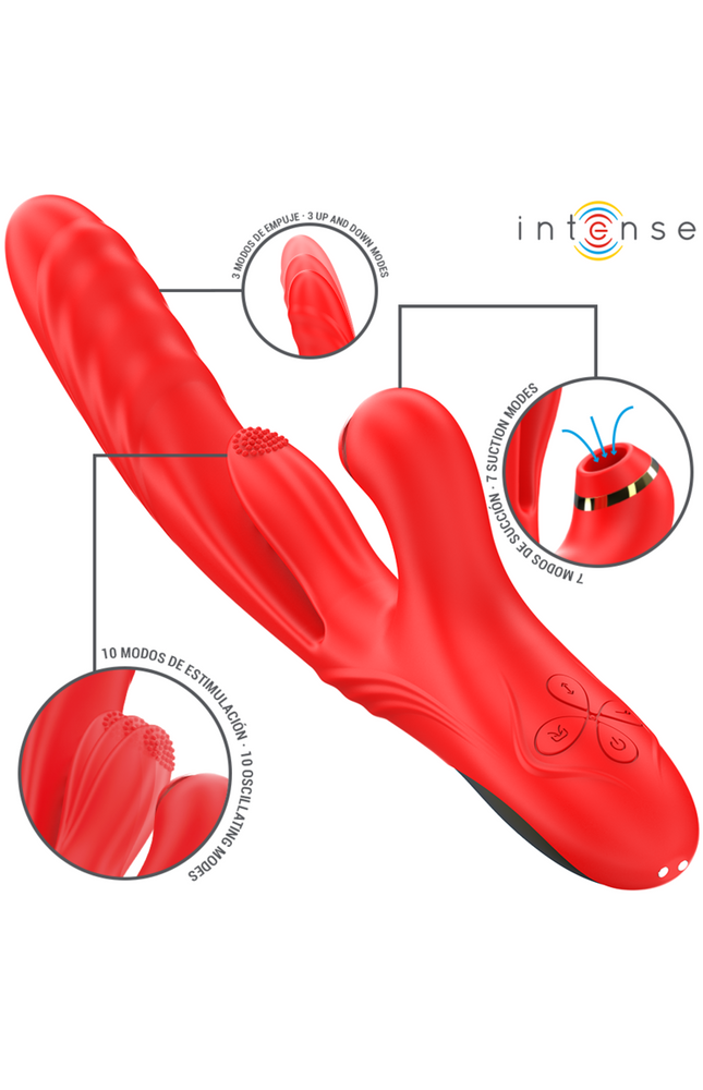 INTENSE - KAROL VIBRATORE MULTIFUNZIONE SPINTA E STIMOLAZIONE E ONDE STIMOLANTI ROSSO