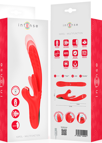 INTENSE - KAROL VIBRATORE MULTIFUNZIONE SPINTA E STIMOLAZIONE E ONDE STIMOLANTI ROSSO