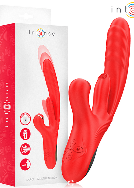 INTENSE - KAROL VIBRATORE MULTIFUNZIONE SPINTA E STIMOLAZIONE E ONDE STIMOLANTI ROSSO