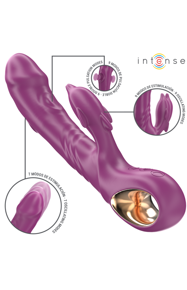 INTENSE - VIBRATORE MULTIFUNZIONE HALLE CON LINGUA STIMOLANTE A DELFINO VIOLA
