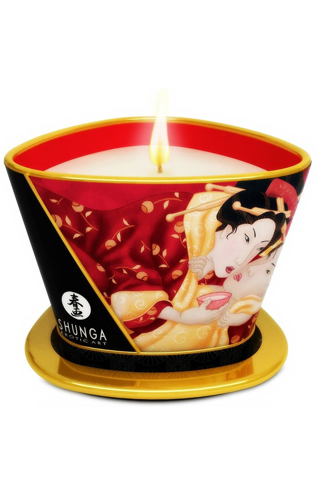 SHUNGA - MINI CARESS BY CANDELIGHT CANDELA DA MASSAGGIO FRAGOLE E CAVA 170 ML