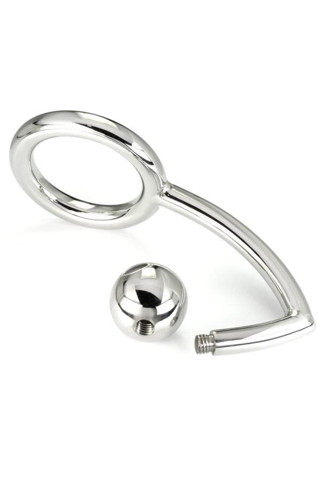 METAL DURO - ANELLO COCK RING CON GANCIO INTRUDER ANALE 45MM
