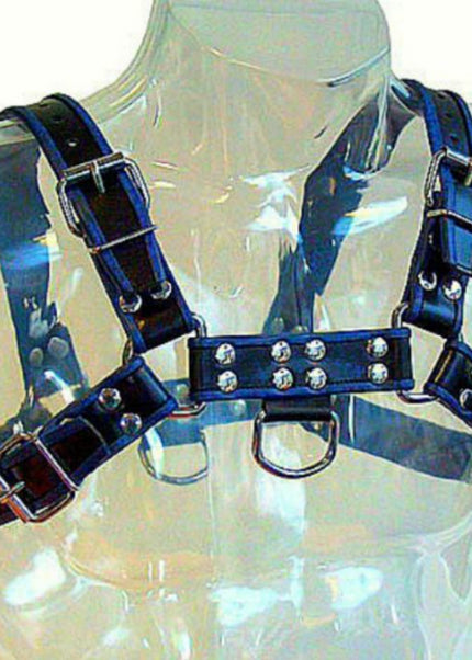 CORPO IN PELLE - IMBRACATURA IN PELLE BLU E NERA PER BULLDOG