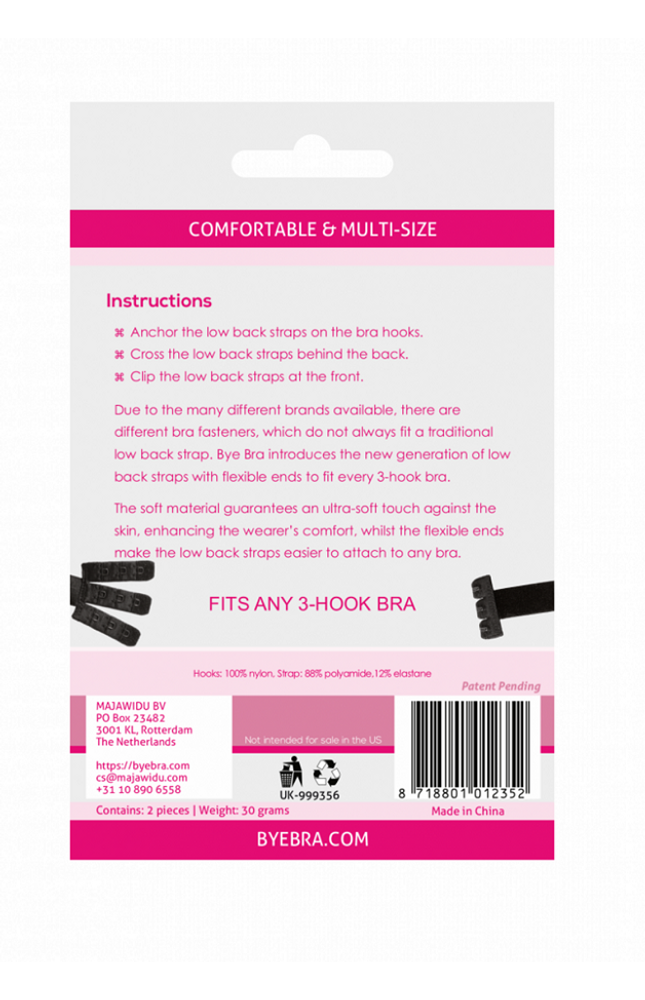 BYE-BRA - ADATTATORE PER REGGISENO APERTO SULLA SCHIENA NERO &amp; BIANCO