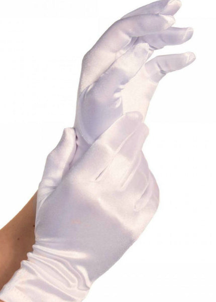 LEG AVENUE - GUANTI IN RASO BIANCO