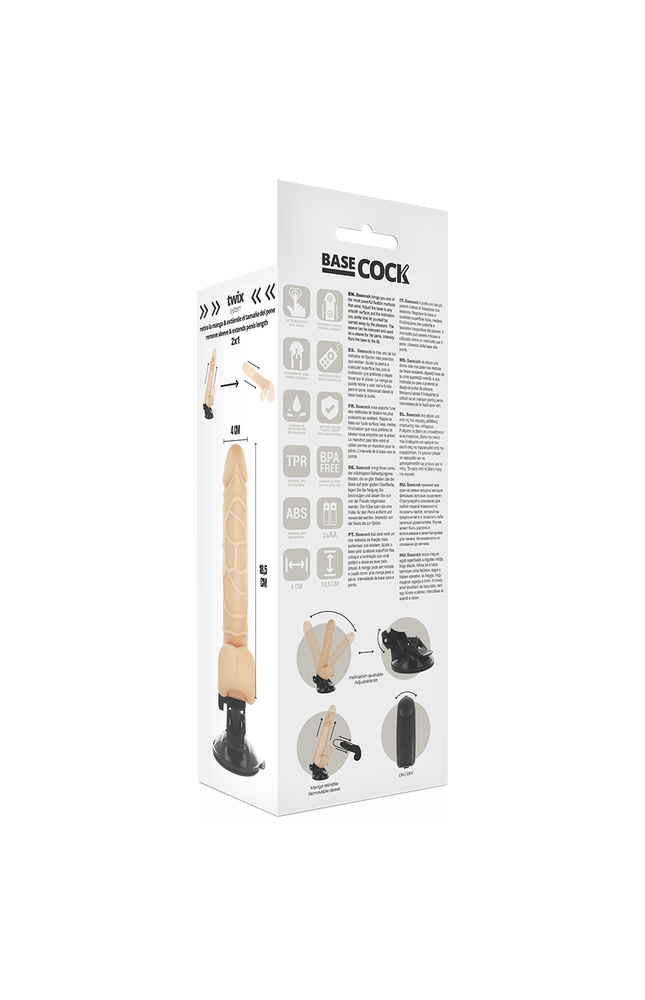 BASECOCK - VIBRATORE TELECOMANDO NATURALE REALISTICO 18.5 CM -O- 4CM