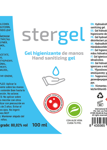 STERGEL - GEL IGIENIZZANTE MANI IDROALCOLICO ALOE VERA 100ML 