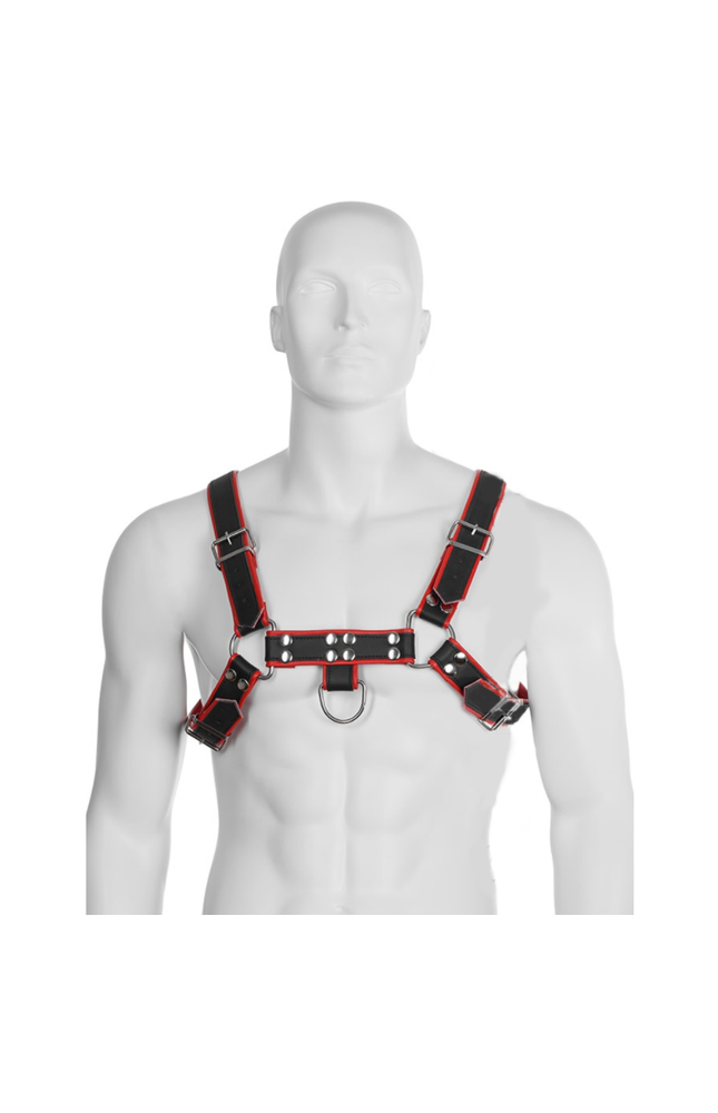 CORPO IN PELLE - CATENA HARNESS III NERO / ROSSO 