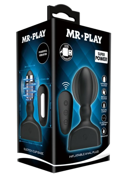 MR PLAY - TELECOMANDO PLUG ANALE GONFIABILE NERO