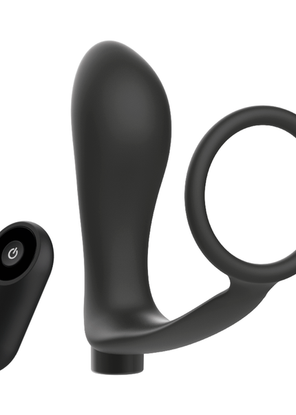 ADDICTED TOYS - ANELLO PER PENE CON TELECOMANDO PLUG ANALE NERO RICARICABILE