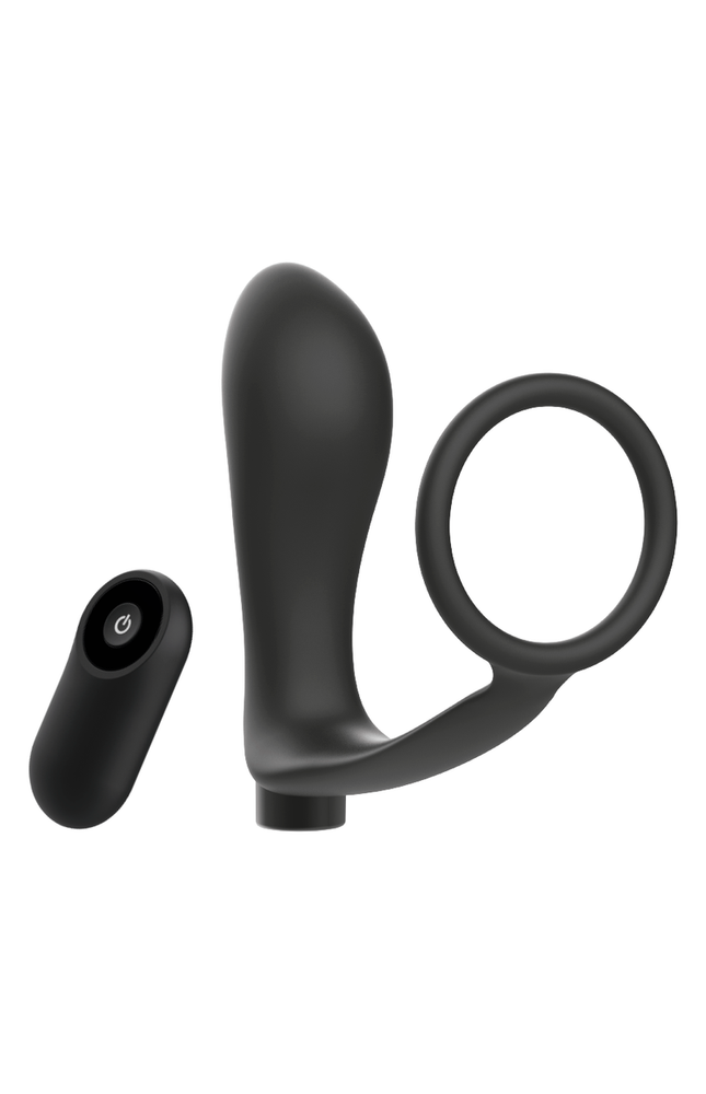 ADDICTED TOYS - ANELLO PER PENE CON TELECOMANDO PLUG ANALE NERO RICARICABILE