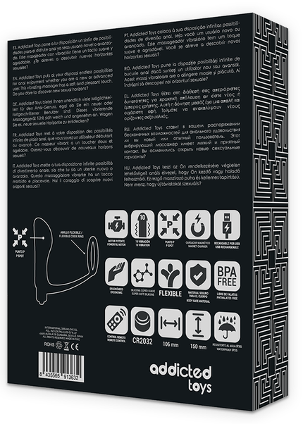 ADDICTED TOYS - ANELLO PER PENE CON TELECOMANDO PLUG ANALE NERO RICARICABILE