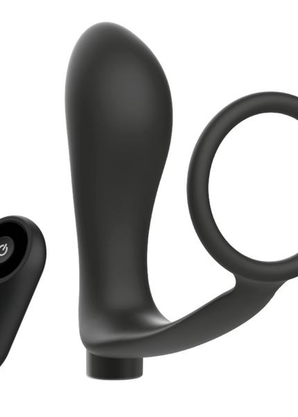 ADDICTED TOYS - ANELLO PER PENE CON TELECOMANDO PLUG ANALE NERO RICARICABILE